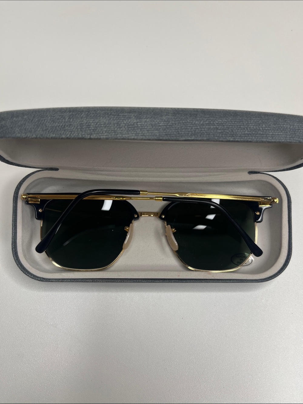 Ray-Ban Clubmaster Sunglasses - Black & Gold with Dark Green Lenses - Picture 3 of 9